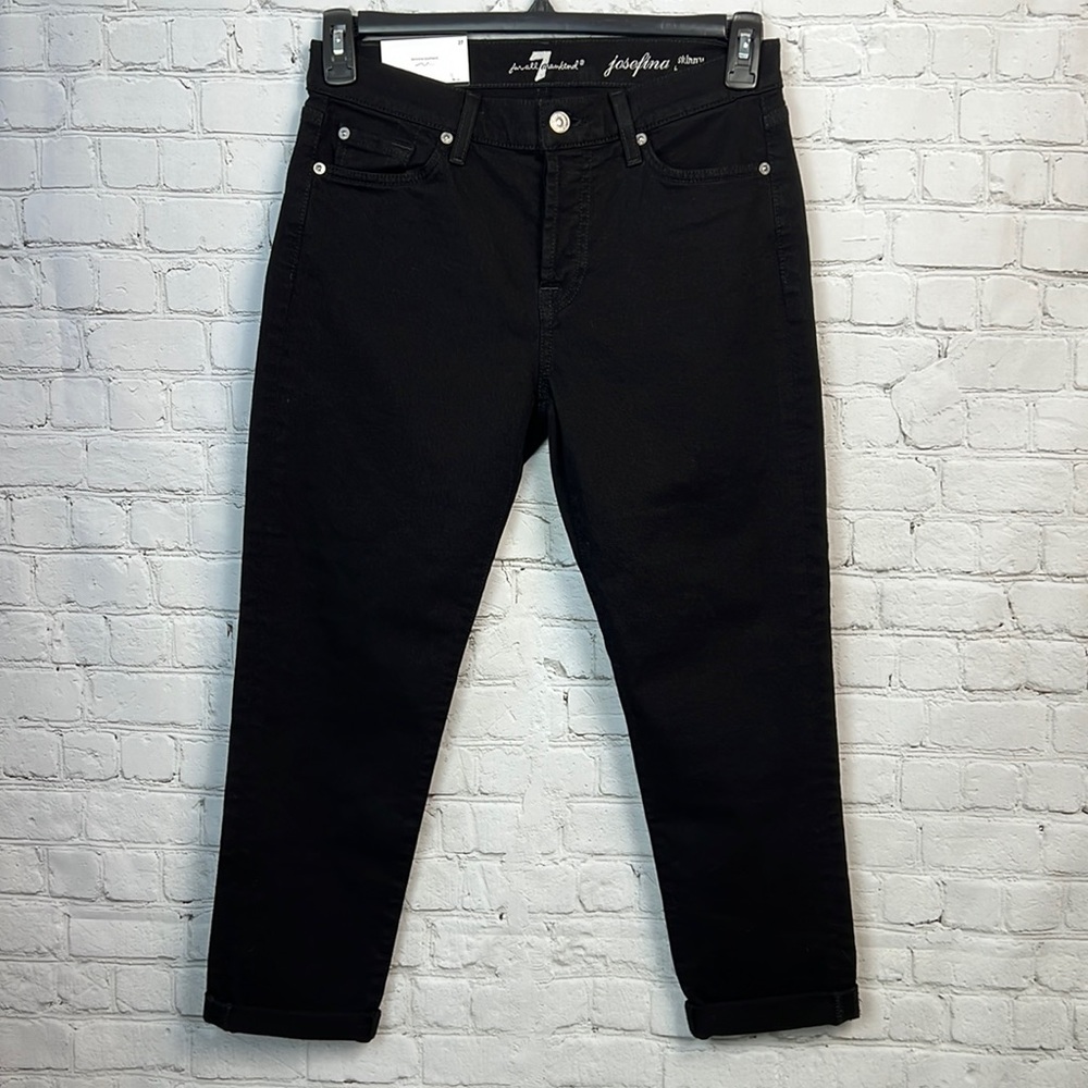 7 For All Mankind Black Josefina Skinny Boyfriend Jeans Size 27 - Picture 4 of 15